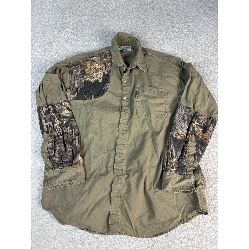 Columbia Shirt‎ Mens Medium Green Camo Long Sleeve Button Up Hunting Casual